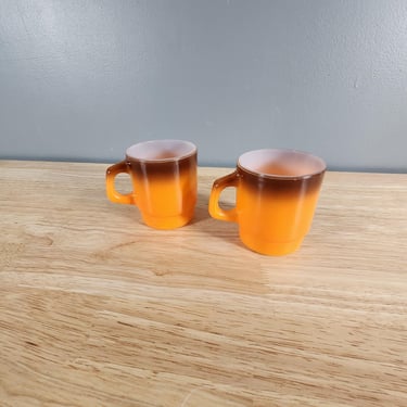 Orange Brown Anchor Hocking Fire King Mugs 