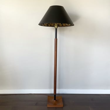 vintage mid century modern Frederick Cooper teak wood floor lamp