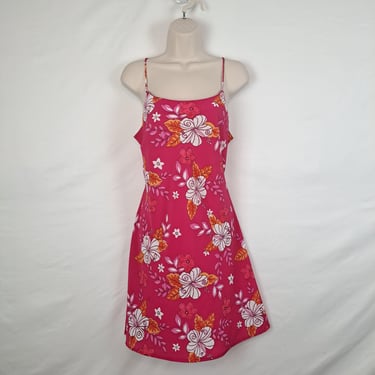 Vintage Y2K Hot Pink Tropical Sun Dress 