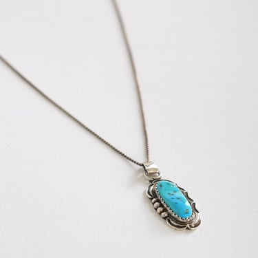 Vintage Turquoise sterling silver necklace pendant 