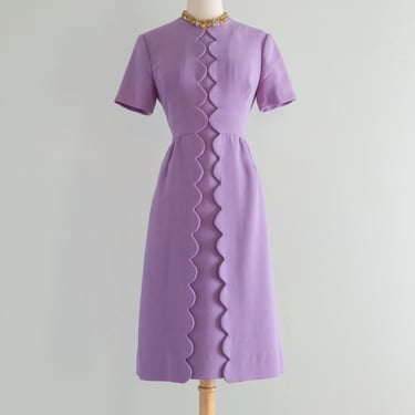 Vintage 1960's Lavender Scalloped Dress By Shannon Rodgers / ML