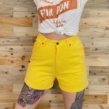 90's Yellow High Rise Jean Shorts / Size 25 26 
