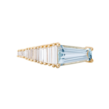 Aquamarine Engagement Ring with Gradient Diamonds - ARTËMER Trunk Show