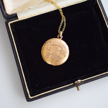 Antique Gold-Fill Photo Locket | Victorian Two Tone Rose and Yellow Gold Round Locket | Art Nouveau | Art Deco 