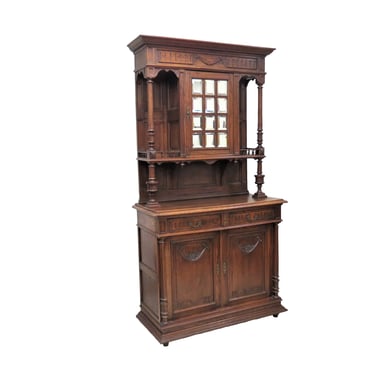 Tall Storage Cabinet | Antique French Classical Revival Hunt Cabinet With Beveled Mirror Circa 1900 
