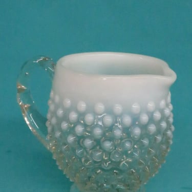Fenton Hobnail Style Opalescent White Glass Syrup Pitcher 949B