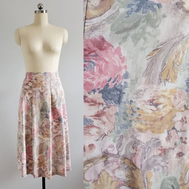 1980s Floral Skirt by Toni Garment for CC Magic 80's Rayon/Poly Skirt 80s  Women's Vintage Size XL/XXL 