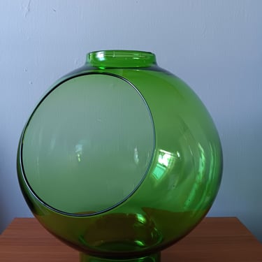 Green Glass Terrarium from 1970s Midcentury Mod 