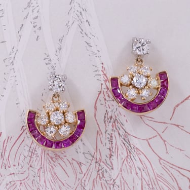 18 Karat Diamond & Ruby Earrings