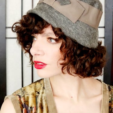 60s Gray Wool Hat Cloche Style Melosoie 