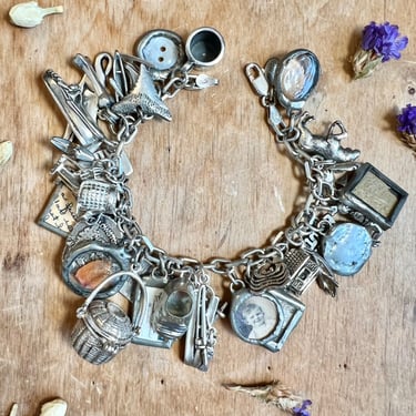 Vintage Sterling Silver Charm Bracelet Wells Jenkins NYC Jewelry 