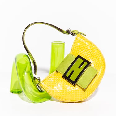FENDI 90s Lemon + Lime Snakeskin Croissant Mini Bag