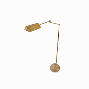Mid-Century Modern Brass Articulating Reading Floor Lamp Holtkötter Leuchten Germany Vintage 