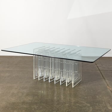 Charles Hollis Jones Style Mid Century Lucite and Glass Dining Table - mcm 