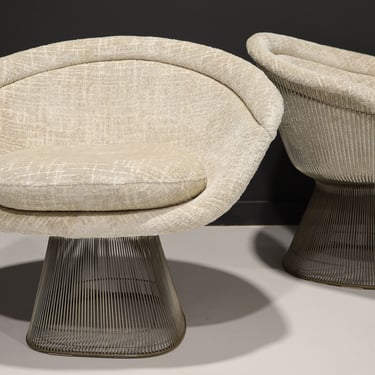 Pair of 1960s Warren Platner Lounge Chairs in French Boucle&#x27;