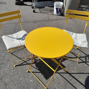 Canary Yellow Metal Bistro Set