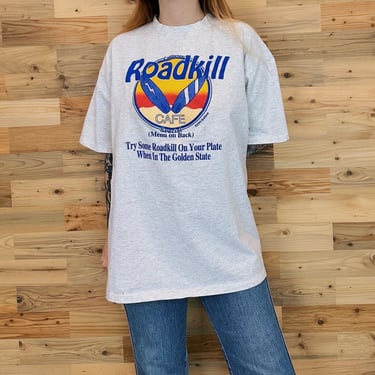 90's Vintage California Roadkill Cafe Funny T-Shirt Tee Shirt 
