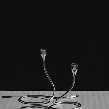 Pair of Marion Anderson Noyes Towle Sterling Silver Serpentine Candlestick