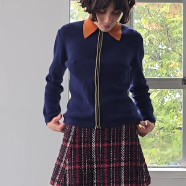 Preppy Navy + Orange Zip Knit (M)