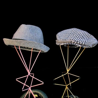 Vintage Metal Wire Hat Stand || Modern Retro Hat/Wig Display || Gold, Pink, or Custom Color of Choice 