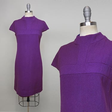 1960s Dress / Mod Dress / Morton Myles Dress / Purple 60s Dress / 1960s Sheath Dress / Size Large 