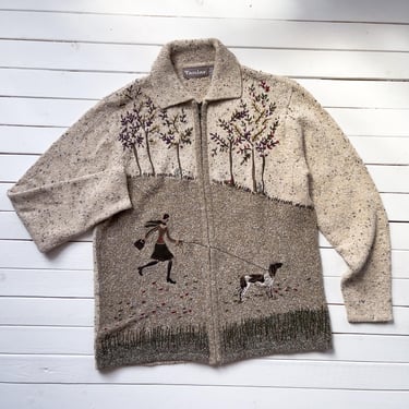 embroidered cardigan sweater 90s y2k vintage TanJay dog cottagecore cardigan 