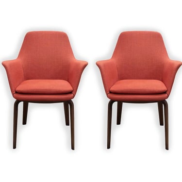 Pair of Minotti "York" Red Little Arm Chair Contemporary Modern Rodolfo Dordoni 