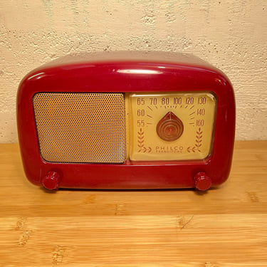 Red 1948 Philco AM Radio 48-225, Elec Restored 