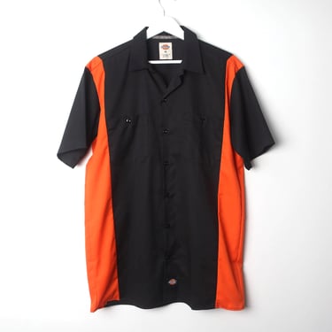 vintage two tone DICKIES brand black & orange BOWLING bowler oversize SWINGERS las vegas short sleeve skater shirt -- size 