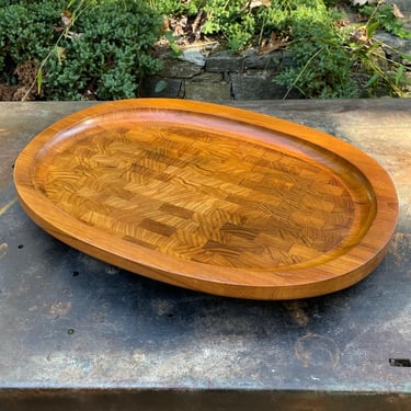 Vintage Jens Quistgaard IHQ Oval Dansk Staved Teak Cutting Board Tray Mid-Century 