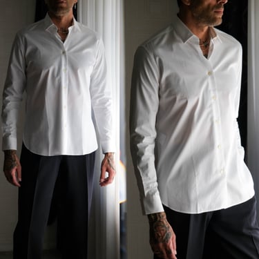 SAINT LAURENT White Poplin Cotton Dress Shirt Unworn w/ Tags | Made in Italy | 100% Cotton | Size 38 | French Luxury Designer Mens Shirt 