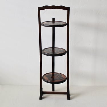 Vintage Mid Century Hand Crafted Three Tier Plate Cake Plant Stand 