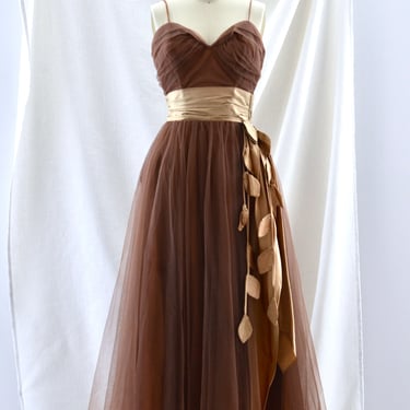 1950's Chocolate Tulle Dress