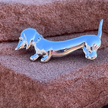 Horacio De La Parra ~ Vintage Mexico Sterling Silver Small Dachshund Wiener Dog Pin / Brooch ~ c. 1950's 