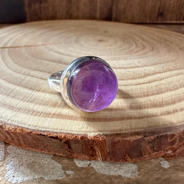 CIRCLE OF LOVE Amethyst Sterling Silver Ring | Handcrafted in India | Healing, Stress Relief, Courage | Size 7 