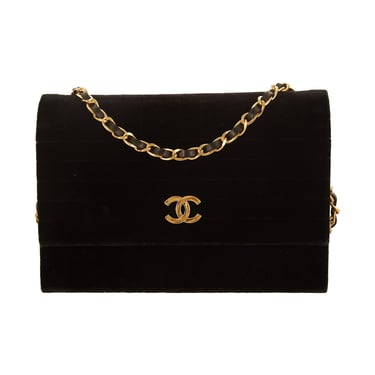 Chanel Black Velour Chain Shoulder Bag