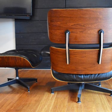 Restored Brazilian Rosewood Eames lounge chair and ottoman by Herman Miller (670/671), circa 1983 - #64 