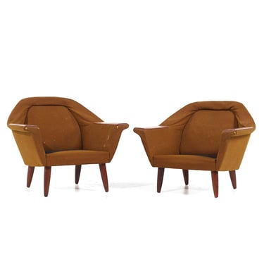 P.I. Langlo Mid Century Norwegian Teak Lounge Chairs - Pair - mcm 