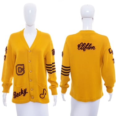 1970's Whiting Yellow Clifton Arizona High School Letterman Jacket Size L
