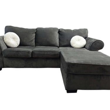 Grey Reversible Chaise Couch w/ Hide-a-Bed