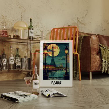 Vintage Paris Travel Poster: Iconic Landmarks Print - French Decor, Wanderlust Inspiration, Retro Parisian Art 