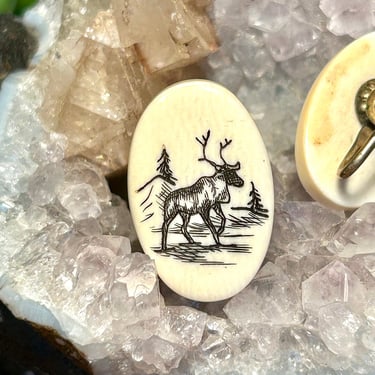 Vintage Moose Earrings Screw back Landscape Animal Retro Estate Jewelry Gift 