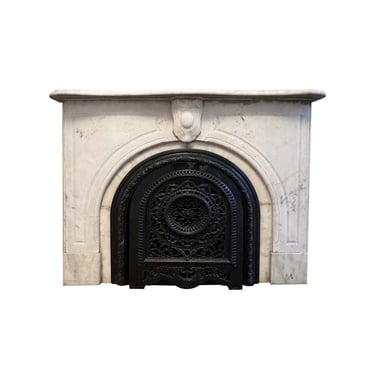 1881 NYC Townhouse White with Gray Veining Carrera Marble Mantel