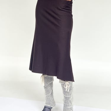 Chocolate Wool Knit Skirt (M)