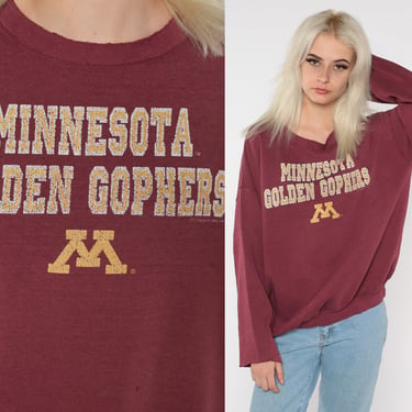 Minnesota Golden Gophers Sweatshirt 90s University of Minnesota Shirt College Football Sports Retro Burgundy Vintage 1990s Extra Large xl 