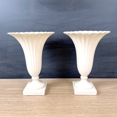 Lenox fluted trumpet shaped vases - a pair 