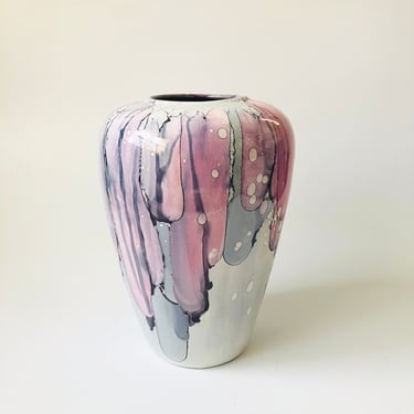 Large Vintage Handmade Drip Pottery Vase 