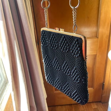 Vintage Handmade Beaded Purse with Gold Chain 