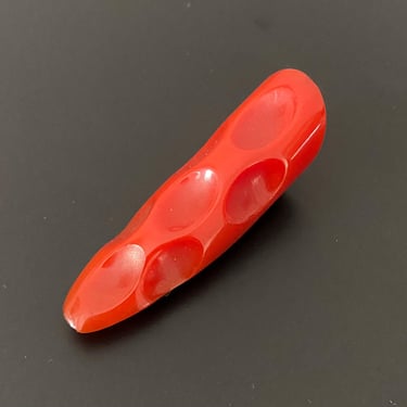 Art Deco 1930s Antique Tomato Red Phenolic Bakelite dress clip Modernist brooch by BakeliteBa