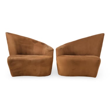 Vladimir Kagan Bilbao Pair of Post Modern Swivel Lounge Chairs c. 1980s 